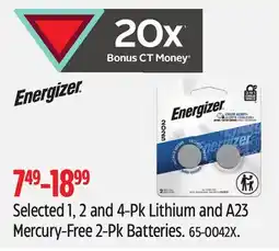Canadian Tire Selected 1, 2 and 4-Pk Lithium and A23 Mercury-Free 2-Pk Batteries offer