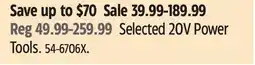 Canadian Tire Selected Mastercraft 20V Power Tools offer