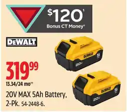 Canadian Tire DEWALT 20V MAX 5Ah Battery offer