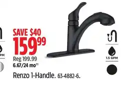 Canadian Tire Moen Renzo 1-Handle Kitchen Faucets offer