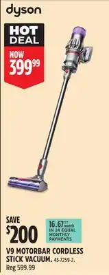 Canadian Tire DYSON V9 MOTORBAR CORDLESS STICK VACUUM offer