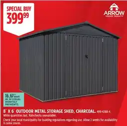 Canadian Tire 8´ X 6´ OUTDOOR METAL STORAGE SHED, CHARCOAL offer