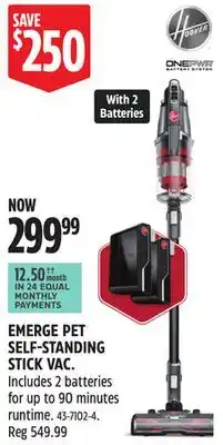 Canadian Tire EMERGE PET SELF-STANDING STICK VAC offer