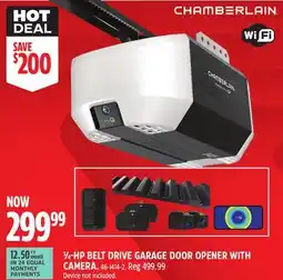 Canadian Tire CHAMBERLAIN 3⁄4-HP BELT DRIVE GARAGE DOOR OPENER WITH CAMERA offer