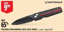 Canadian Tire HUNTSHIELD FOLDING PAKKAWOOD AXIS LOCK KNIFE offer