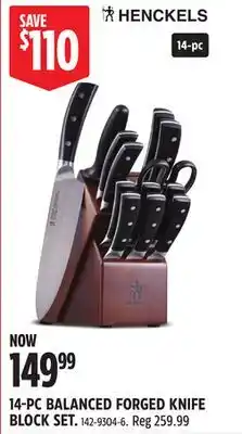 Canadian Tire 14-PC BALANCED FORGED KNIFE BLOCK SET offer