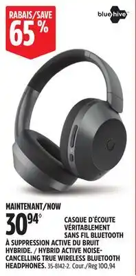 Canadian Tire HYBRID ACTIVE NOISE- CANCELLING TRUE WIRELESS BLUETOOTH HEADPHONES offer