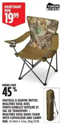 Canadian Tire REALTREE EDGE QUAD CHAIR WITH CUPHOLDER AND CARRY BAG offer