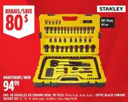Canadian Tire STANLEY 197-PC BLACK CHROME SOCKET SET. 1⁄4˝, 3⁄8˝, 1⁄2˝ drive sizes offer