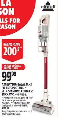 Canadian Tire BISSELL SELF-STANDING CORDLESS STICK VAC offer