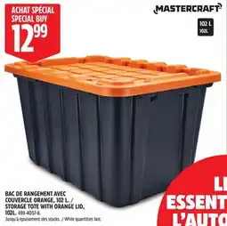 Canadian Tire STORAGE TOTE WITH ORANGE LID, 102L offer