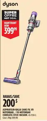 Canadian Tire V9 MOTORBAR CORDLESS STICK VACUUM offer