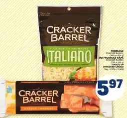 Marché Bonichoix CRACKER BARREL (340 ou 400 g), CRACKER BARREL (250 à 320 g) CHEESE OR SHREDDED CHEESE offer