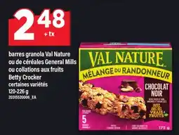 Maxi BARRES GRANOLA VAL NATURE OU DE CÉRÉALES GENERAL MILLS OU COLLATIONS AUX FRUITS BETTY CROCKER offer