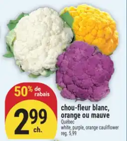 Marché Adonis chou-fleur blanc, orange ou mauve offer