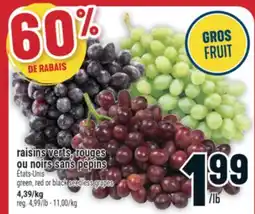 Marché Adonis raisins verts, rouges ou noirs sans pépins offer