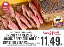 Fresh St Market Fresh aaa certified angus beef sirloin tip roast or steaks offer