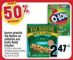 Marché Adonis barres granola Val Nature ou collation aux fruits Betty Crocker offer