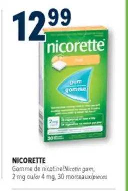 Familiprix Nicorette stop smoking nicotine 2mg gum Fresh Fruit 30un offer
