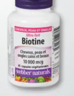 Familiprix Webber Naturals Hair Skin and Nails Biotin Extra Strength vegetarian capsules 45un offer