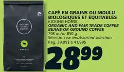 IGA KICKING HORSE ORGANIC AND FAIR TRADE COFFEE BEANS OR GROUND COFFEE offer