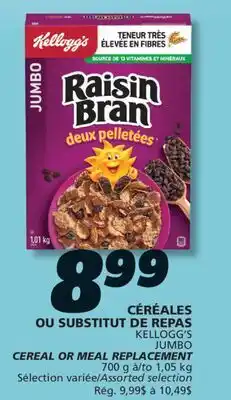 IGA KELLOGG'S JUMBO CEREAL OR MEAL REPLACEMENT offer
