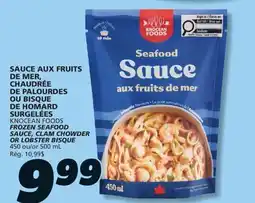 IGA KNOCEAN FOODS FROZEN SEAFOOD SAUCE, CLAM CHOWDER OR LOBSTER BISQUE offer
