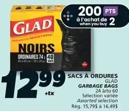 IGA GLAD GARBAGE BAGS offer