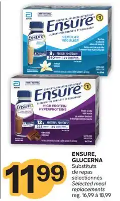 Brunet ENSURE, GLUCERNA Substituts de repas sélectionnés offer