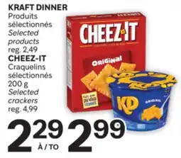 Brunet KRAFT DINNER Produits sélectionnés, CHEEZ-IT Craquelins sélectionnés offer