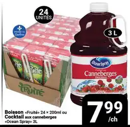 Pasquier Boisson Fruité 24 × 200ml ou Cocktail aux canneberges Ocean Spray 3L offer
