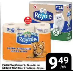 Pasquier Papier hygiénique 9 ou Essuie-tout Tiger 3 rouleaux Royale offer
