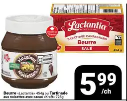 Pasquier Beurre Lactantia 454g ou Tartinade aux noisettes avec cacao Kraft 725g offer
