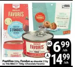 Pasquier Pastilles 200g, Fondue au chocolat 215g ou Trio Mini 3 × 100g (Chocolat Favoris) offer