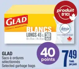 Jean Coutu GLAD Selected garbage bags offer