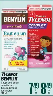 Jean Coutu TYLENOL BENYLIN Selected syrups for children offer