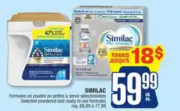 Jean Coutu SIMILAC Selected powdered and ready to use formulas offer