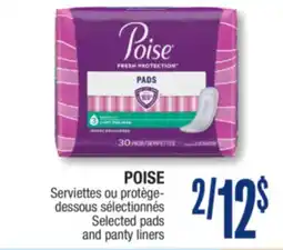 Jean Coutu POISE Selected pads and panty liners offer