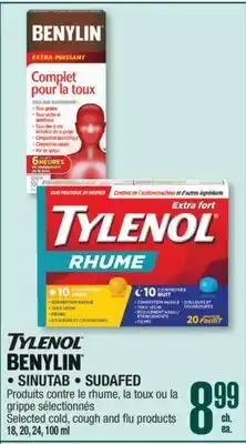 Jean Coutu TYLENOL BENYLIN • SINUTAB • SUDAFED Selected cold, cough and flu products offer