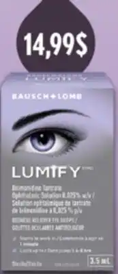 Jean Coutu BAUSCH + LOMB LUMIFY REDNESS RELIEVER EYE DROPS offer