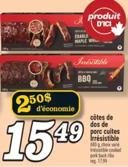Marché Richelieu CÔTES DE DOS DE PORC CUITES IRRÉSISTIBLE | IRRÉSISTIBLE COOKED PORK BACK RIBS offer
