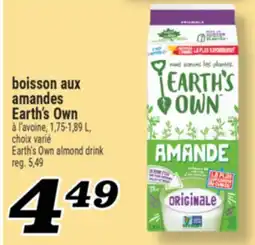 Marché Richelieu BOISSON AUX AMANDES EARTH'S OWN | EARTH'S OWN ALMOND DRINK offer