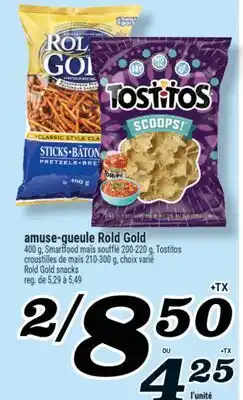 Marché Richelieu amuse-gueule Rold Gold, Smartfood mais soufflé, Tostitos croquettes de maïs offer