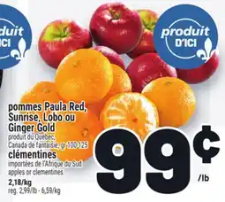 Metro POMMES PAULA RED, SUNRISE, LOBO OU GINGER GOLD, CLÉMENTINES offer