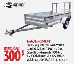 Canadian Tire Stirling 4 x 7´ Galvalume Plus Box Trailer. Weight capacity 1580 lbs offer