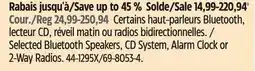 Canadian Tire Selected Bluetooth Speakers, CD System, Alarm Clock or 2-Way Radios offer