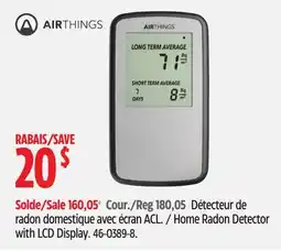 Canadian Tire Airthings Home Radon Detector with LCD Display offer
