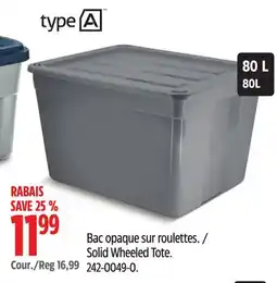 Canadian Tire type A Solid Wheeled Tote offer