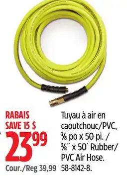 Canadian Tire Mastercraft 3⁄8˝ x 50´ Rubber/ PVC Air Hose offer