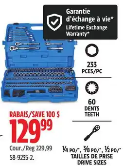 Canadian Tire Mastercraft Socket Set, 233-pc, SAE / Metric, Nickel-Chrome Plating offer